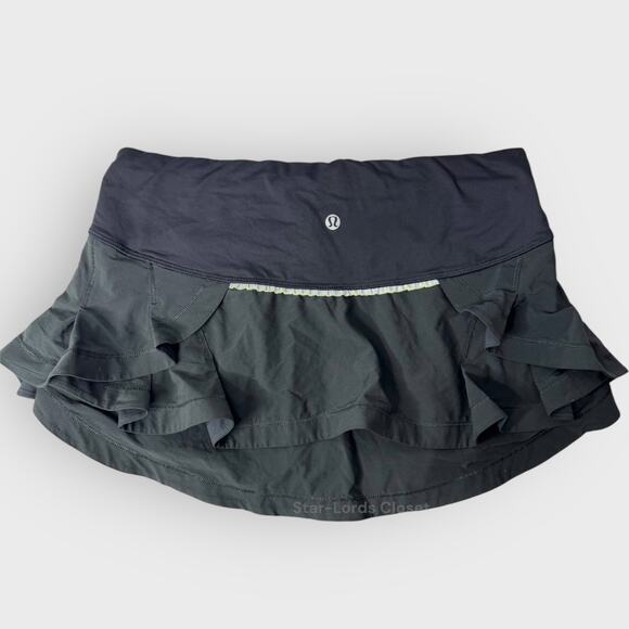 Lululemon Presta Skirt Size 6 Black Ruffle Tiered Drawstring Waist Tenniscore - Picture 6 of 7